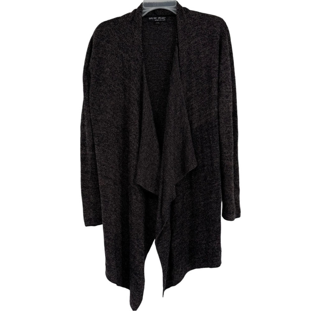 Barefoot Dreams Bamboo Chic Lite Cardigan Sweater Size L/XL Drape front gray